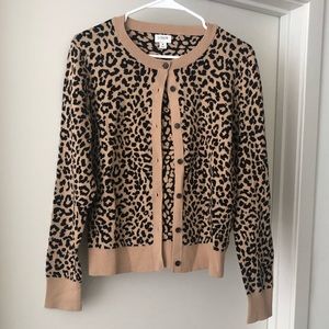 J crew cozy cheetah print cardigan